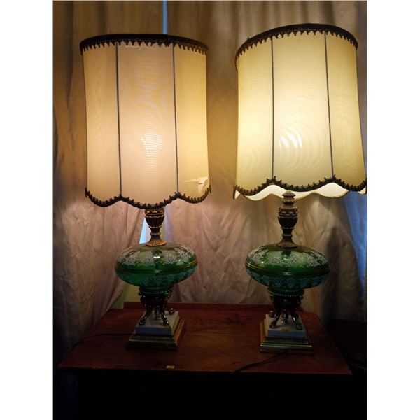 Glass and Metal Lamp with Marble Base