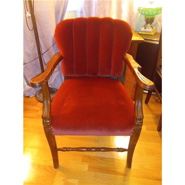 Elegant Maroon Wooden and Velvet Chair