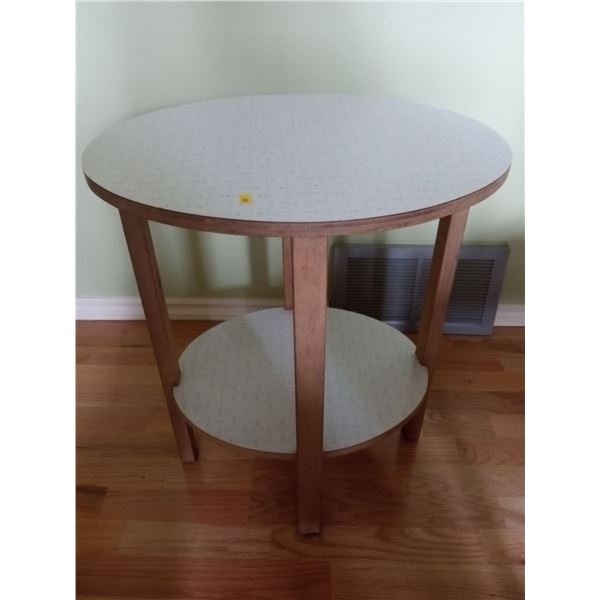 Wooden Floral Side Table with Two Levels