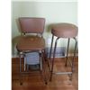 Image 1 : Set of Metal and Brown Material Stool and Chair