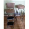 Image 2 : Set of Metal and Brown Material Stool and Chair