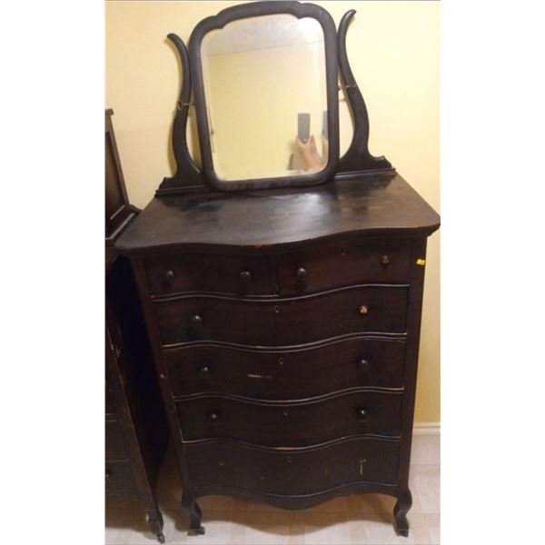 Large Wooden Dresser with Removeable Mirror