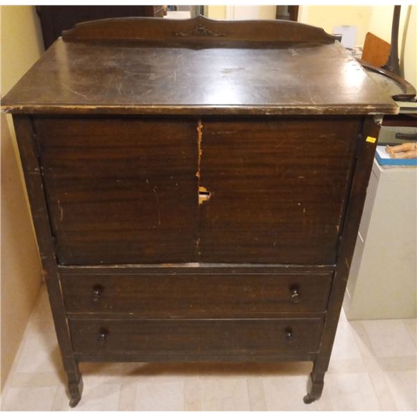 Large Wooden Dresser with Shelving Inside