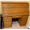 Image 1 : Beautiful Wooden Roller Desk with Cabinets (**NOT INCLUDING CONTENTS**)