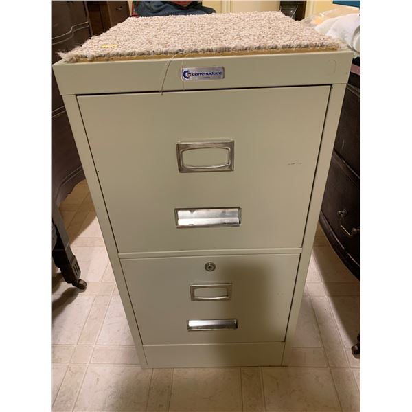 Metal Filing Cabinet with Attached Rug on top