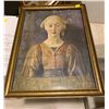 Image 1 : Print Painting of a Medieval Woman (Cracked Glass)
