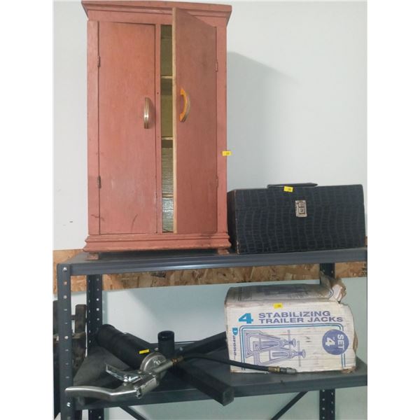 Collection of Empty Mini Storage Boxes and Some Tools