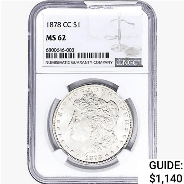 1878-CC Morgan Silver Dollar NGC MS62