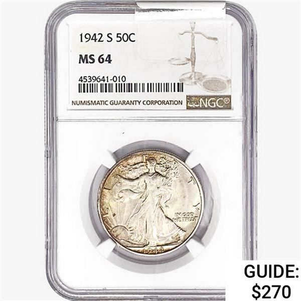 1942-S Walking Liberty Half Dollar NGC MS64