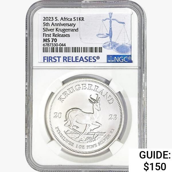 2023 1oz. Silver Krugerrand NGC MS70 FR, ANNIV.