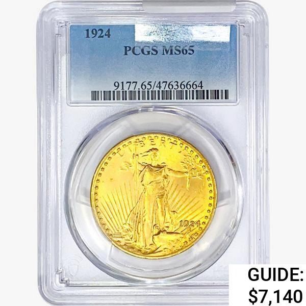 1924 $20 Gold Double Eagle PCGS MS65