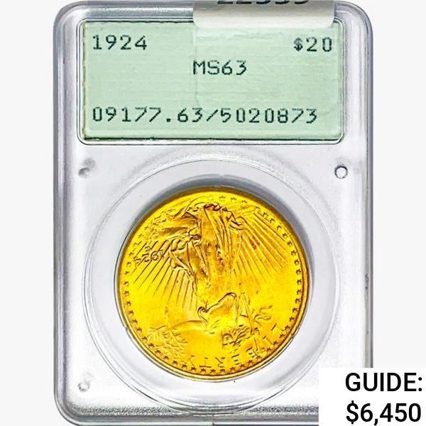 1924 $20 Gold Double Eagle PCGS MS63