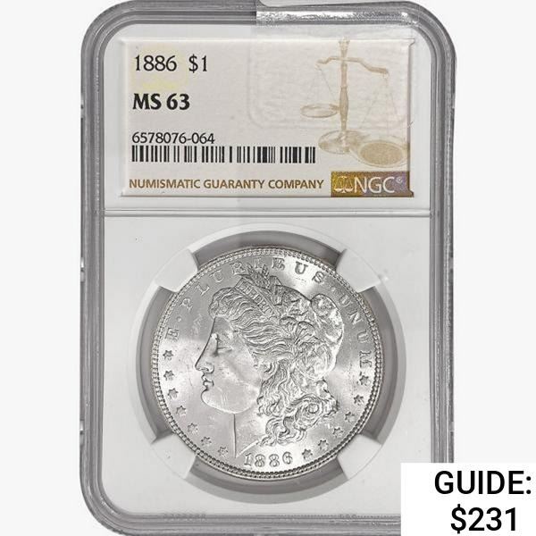 1886 Morgan Silver Dollar NGC MS63