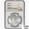 Image 1 : 1885 Morgan Silver Dollar NGC MS63