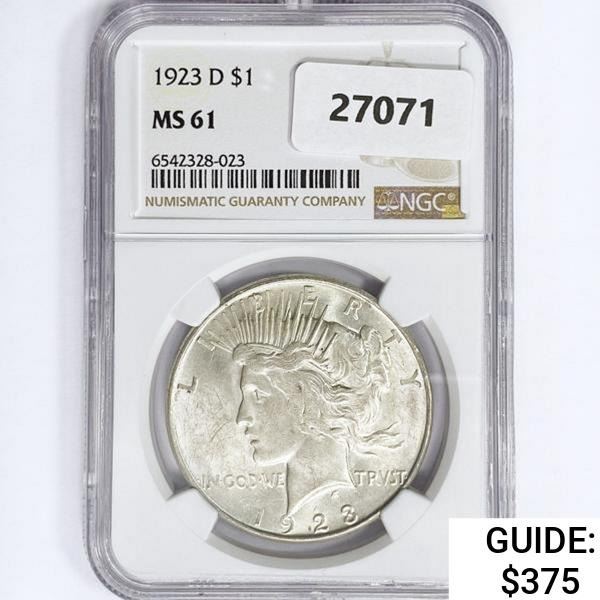1923-D Silver Peace Dollar NGC MS61