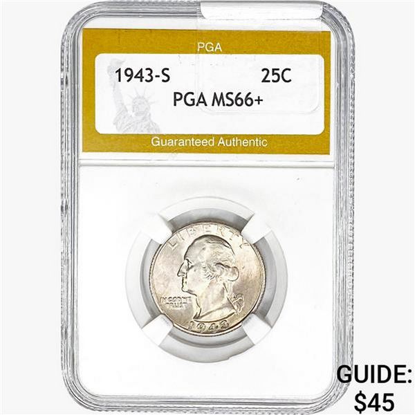 1943-S Washington Silver Quarter PGA MS66+