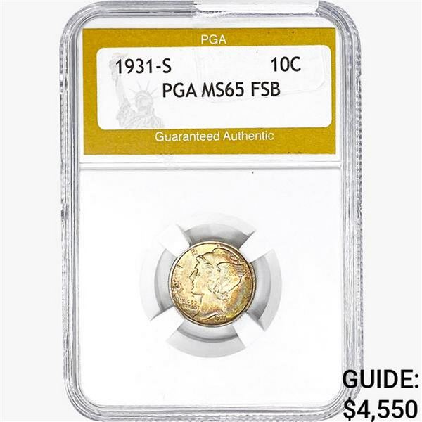 1931-S Mercury Silver Dime PGA MS65 FSB