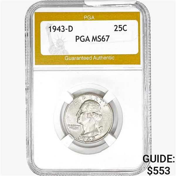 1943-D Washington Silver Quarter PGA MS67