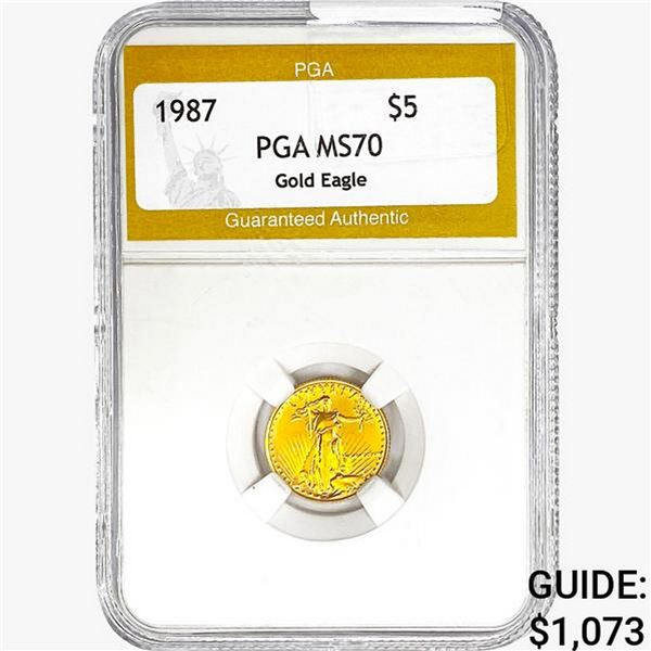 1987 US 1/10oz. Gold $5 Eagle PGA MS70