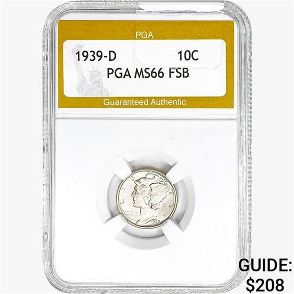 1939-D Mercury Silver Dime PGA MS66 FSB