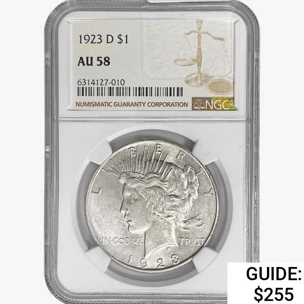 1923-D Silver Peace Dollar NGC AU58