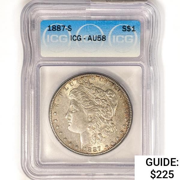 1887-S Morgan Silver Dollar ICG AU58