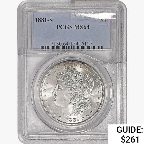 1881-S Morgan Silver Dollar PCGS MS64
