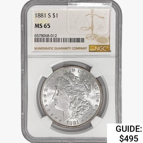 1881-S Morgan Silver Dollar NGC MS65