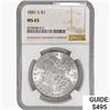 1881-S Morgan Silver Dollar NGC MS65