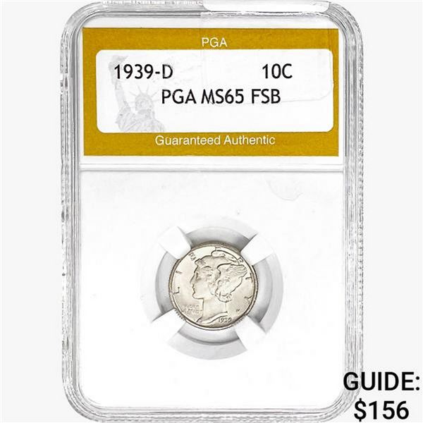1939-D Mercury Silver Dime PGA MS65 FSB