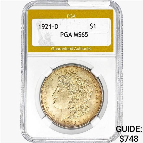 1921-D Morgan Silver Dollar PGA MS65