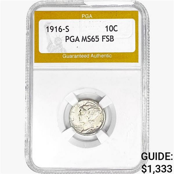 1916-S Mercury Silver Dime PGA MS65 FSB