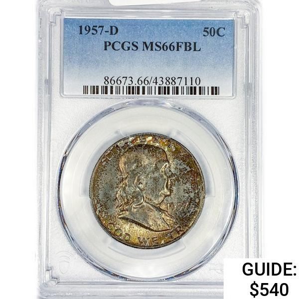 1957-D Franklin Half Dollar PCGS MS66 FBL