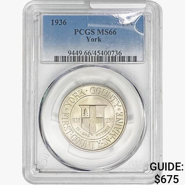 1936 York Half Dollar PCGS MS66