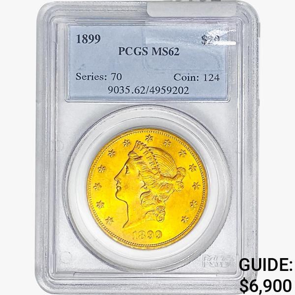 1899 $20 Gold Double Eagle PCGS MS62