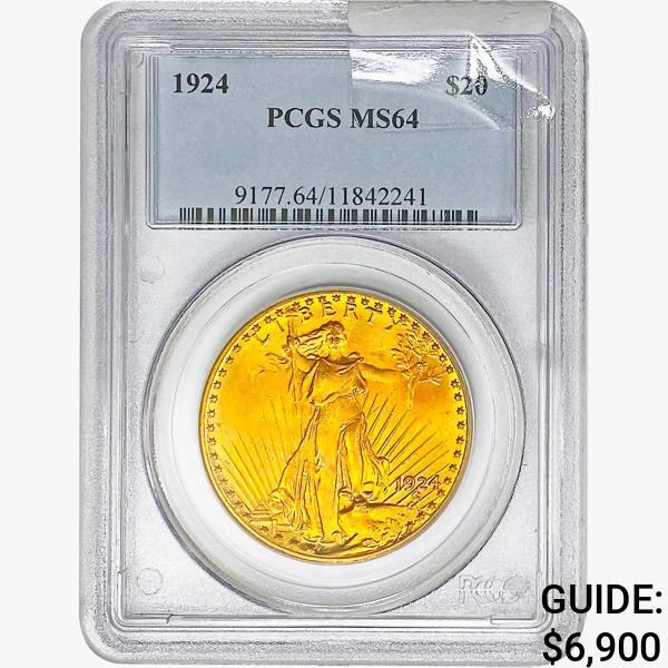 1924 $20 Gold Double Eagle PCGS MS64