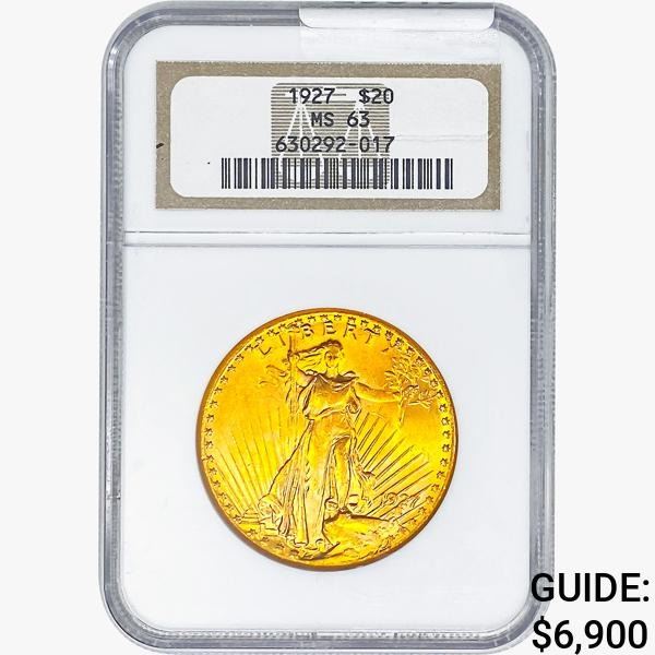 1927 $20 Gold Double Eagle NGC MS63