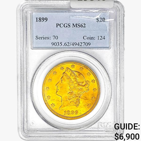 1899 $20 Gold Double Eagle PCGS MS62