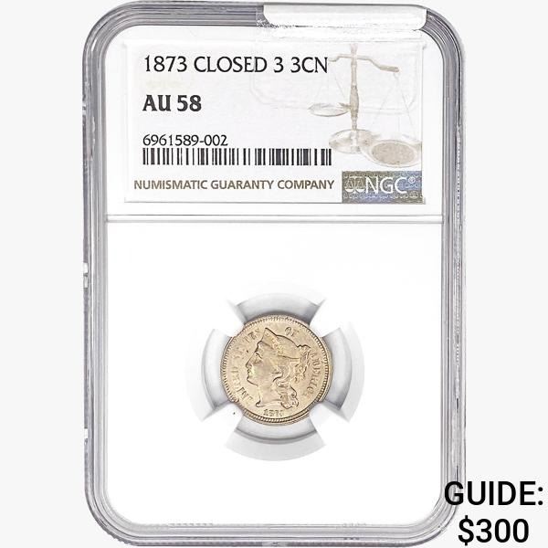1873 Silver Three Cent NGC AU58 Closed 3