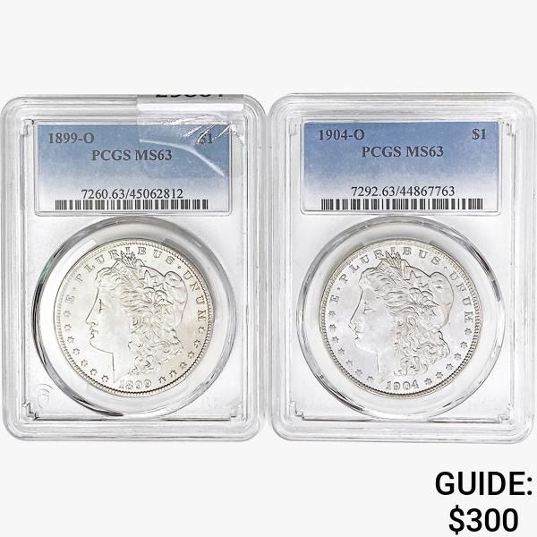 [2] 1899-O & 1904-O Morgan Silver Dollar PCGS MS63
