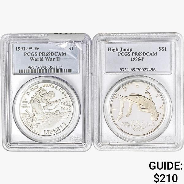 [2] 1991-1996-W/P S$1 WWII/High Jump PCGS PR69 DCAM