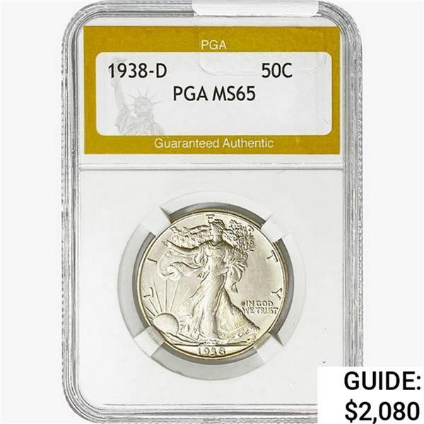 1938-D Walking Liberty Half Dollar PGA MS65