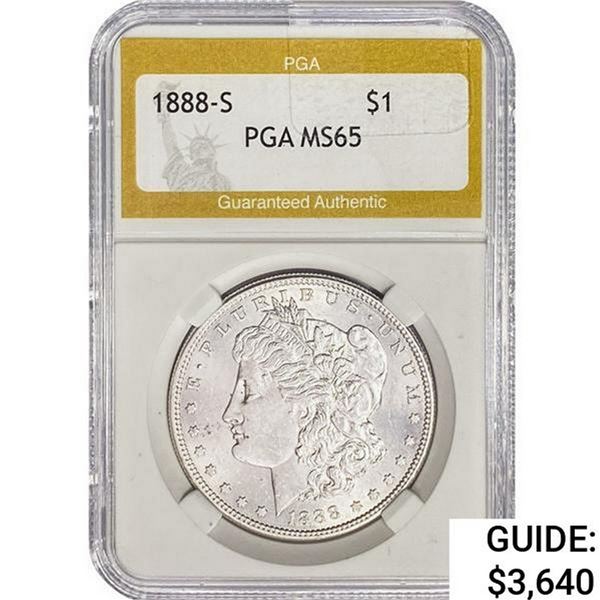 1888-S Morgan Silver Dollar PGA MS65