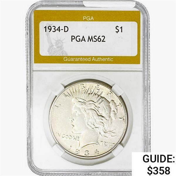 1934-D Silver Peace Dollar PGA MS62