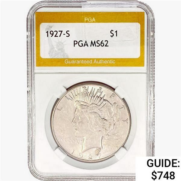 1927-S Silver Peace Dollar PGA MS62