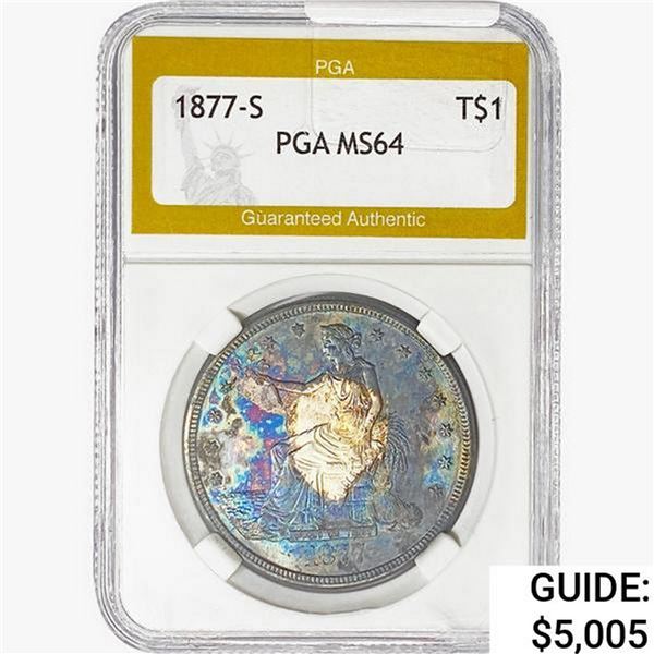 1877-S Silver Trade Dollar PGA MS64