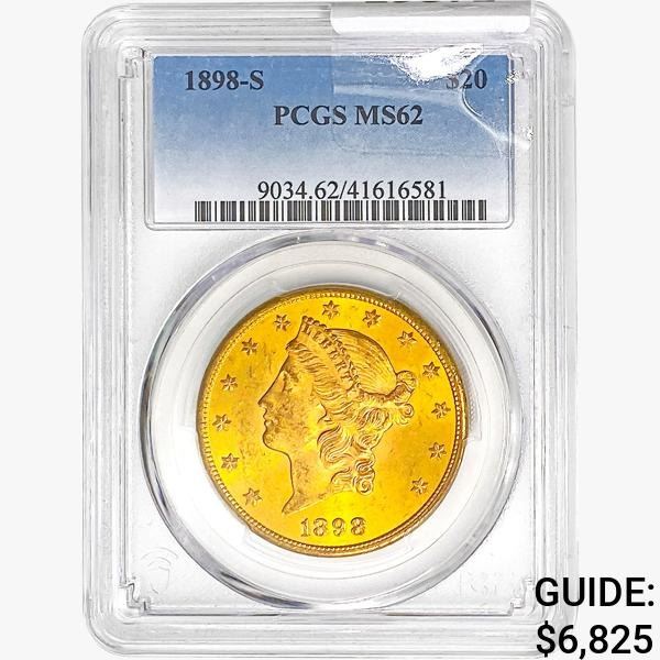1898-S $20 Gold Double Eagle PCGS MS62