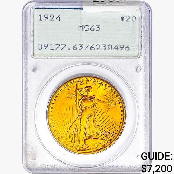 1924 $20 Gold Double Eagle PCGS MS63