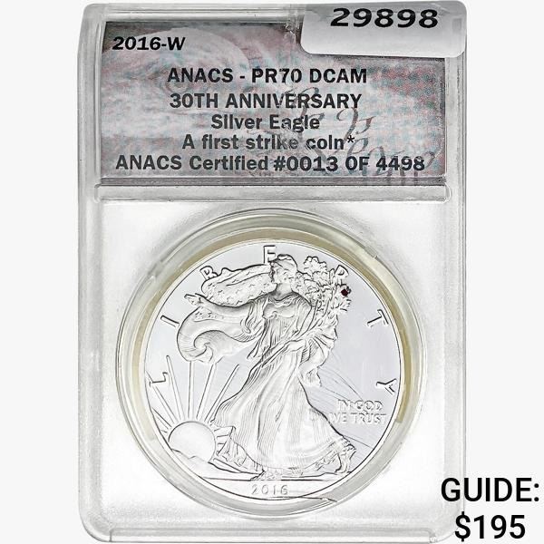 2016-W Silver Eagle ANACS PR/MS70 DCAM
