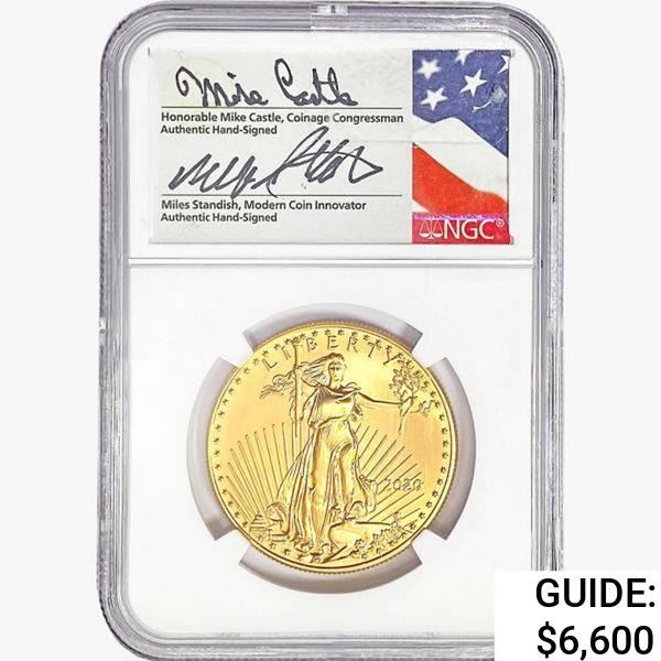 2020 Signed $50 Gold Eagle NGC MS70 ER